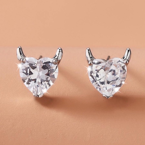 Any 2/$20! Crystal Devilish Heart Stud Earrings - Picture 2 of 5
